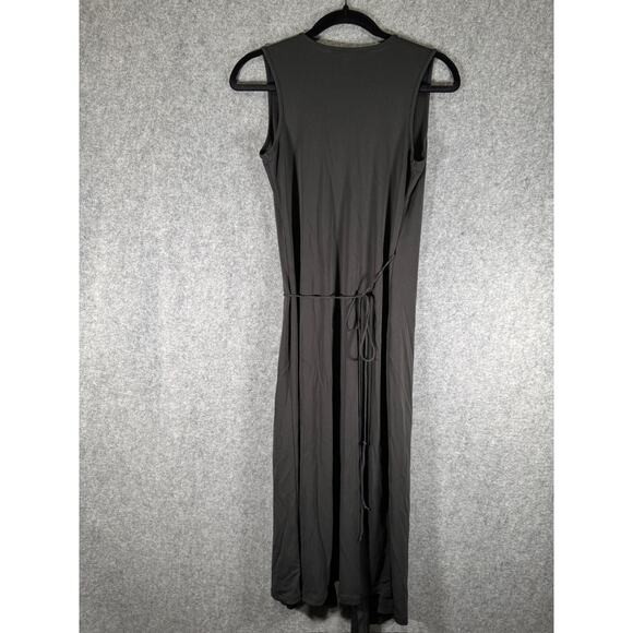 Banana Republic Dress Women‎ Small Black Sleeveless Wrap Midi Whisigoth Office - Picture 5 of 6